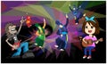 Rock music and dance party on abstract background