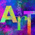 Art gallery, multicolored Word on grunge background, Digital painting, texture and pattern, creative lettering