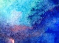 Watercolor art background abstract colorful textured wet wash blurred ocean Royalty Free Stock Photo