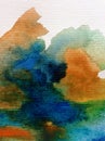 Watercolor art background abstract storm sky clouds vibrant textured wet wash blurred dye Royalty Free Stock Photo