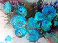 Watercolor art background blue magenta flower bouquet creative