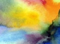 Watercolor art background abstract colorful yellow blurred sky sunset Royalty Free Stock Photo
