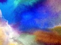 Watercolor art background abstract blurred hill evening sky Royalty Free Stock Photo