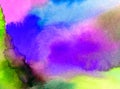 Watercolor art abstract background sky clouds sunrise sunset rainbow texture wet wash blurred fantasy Royalty Free Stock Photo