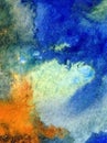 Watercolor art abstract background cloud sky sunrise texture wet wash blurred fantasy Royalty Free Stock Photo