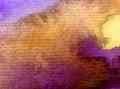 Watercolor art background abstract yellow purple spring sky sunrise textured wet wash blurred fantasy Royalty Free Stock Photo