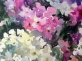 Watercolor art background abstract pattern floral flowers lilac garden wedding textured wet wash blurred fantasy