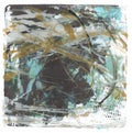 Art Abstract color acrylic and watercolor square monotype painting. Gel printing plate. Canvas stain texture background. Isolated Royalty Free Stock Photo