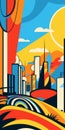 Vibrant Cityscape: Los Angeles Inspired By Roy Lichtenstein Royalty Free Stock Photo