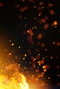 Abstract fire flames with sparks on a black background Royalty Free Stock Photo