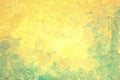 Abstract painting handmade yellow green background.