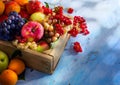 Art abstract market background fruits on a wooden background