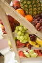 Art abstract market background fruits on a wooden stand