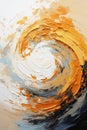 Art, abstract oil painting: gold, white and black swirl of mixed metallic paint on canvas. Poster.