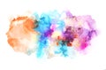 Art Abstract  watercolor and acrylic smoke flow blot painting. Color texture stain on white horizontal canvas background Royalty Free Stock Photo