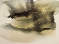 Art Abstract watercolor painting blots landscape background. Alcohol ink black and gold colors. Marble texture Royalty Free Stock Photo