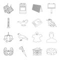 Art, advertising, building and other web icon in outline style.ecology, Brazil, cooking icons in set collection.