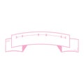 Pink cute horizontal frame with space for text. Empty ribbon with hearts isolated