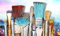 Different Artist brushes close-up view Royalty Free Stock Photo