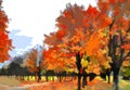 Art autumn landscape as oil painting. Grunge