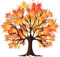 Art autumn tree. Maple. Vector illustration. Royalty Free Stock Photo