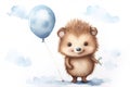 Art baby balloon children animal illustration cartoon design cute hedgehog