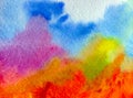 Watercolor art background abstract creative autumn colorful textured wet wash blurred Royalty Free Stock Photo