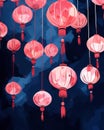 China asia lantern light tradition chinese decoration red background festival culture