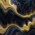 Art Background of horizontal watercolor painting of abstract Black and gold glitter colored alcohol Marble Royalty Free Stock Photo