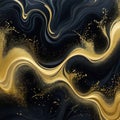 Art Background of horizontal watercolor painting of abstract Black and gold glitter colored alcohol Marble Royalty Free Stock Photo