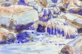 Art background of water flowing over rocks in a stream. Royalty Free Stock Photo