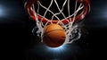 The Art of a Basketball Shot on black background detail shot. Generative AI