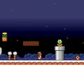 Art of 16-bit Super Mario Bros classic video game, pixel design vector illustration. Super Mario Bros is a platform video game
