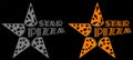 Art black minimal logo of various types of pizza in the shape of a star