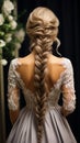 Art of braiding Hairdressers rear view as intricate braid transforms wedding hair styling Royalty Free Stock Photo