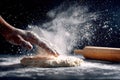 The Art of Bread Making: A Hand in Flour and Dough Royalty Free Stock Photo