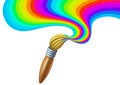 Art brush with rainbow paint swirl Royalty Free Stock Photo