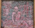 Art of Buddhist monk on wall Royalty Free Stock Photo