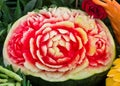 Art of carved watermelon like a flower