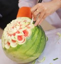 Art Carving Watermelon with a knife
