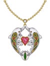 Art Celtic mix Dolphins Heart Necklace Jewelry.