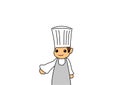 Illustration of a chef with a simple smile raising his arms