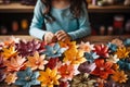 The art of child\'s DIY: crafting vibrant paper flowers