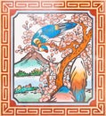 Art Chinese style painting on the temple wall Royalty Free Stock Photo