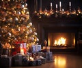 Art Christmas Tree and Holiday Presents Royalty Free Stock Photo