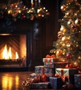 Art Christmas Tree and Holiday Presents Royalty Free Stock Photo