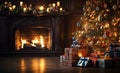 Art Christmas Tree and Holiday Presents Royalty Free Stock Photo