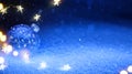 Art Christmas tree light and holidays decoration on blue snow Royalty Free Stock Photo
