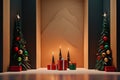 Art with Christmas trees and gift packages