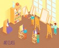 Art Class Isometric Illustration Royalty Free Stock Photo